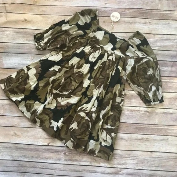 kit+lili Other - kit + lili Girls Dress Size 4 5 6 Brown Beige Black Floral Cotton NEW